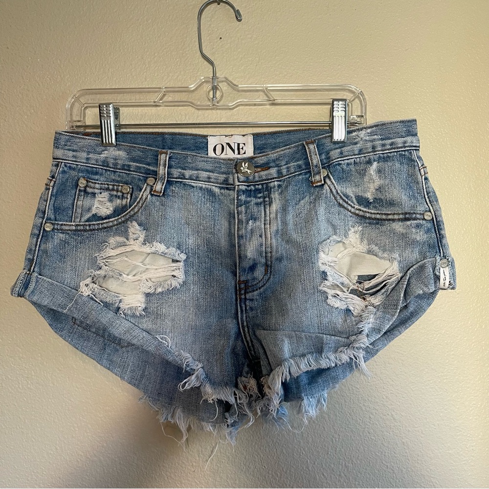 One Teaspoon Bandit Low Waist Denim Shorts Size 29